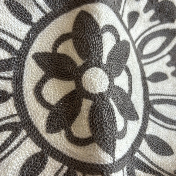 Decorative Boho Round Pillow Covers 18 inch Vintage Embroidered Grey, Pack of 1) - Picture 7 of 8